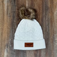 Ladies white pom pom toque