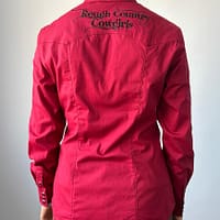 Ladies red long sleeve pearl snap western shirt - Image 4