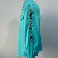 Men's Teal blue western long sleeve pear snap shirt - Image 2