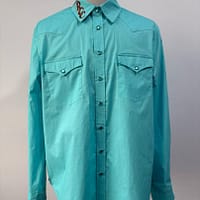 Men's Teal blue western long sleeve pear snap shirt