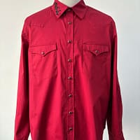 Men's red long sleeve western shirt