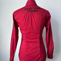 Ladies red long sleeve pearl snap western shirt - Image 2