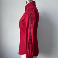 Ladies red long sleeve pearl snap western shirt - Image 3