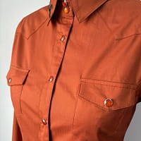 Ladies burnt orange long sleeve western shirt - Image 4