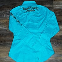 Ladies teal long sleeve western shirt - Image 4