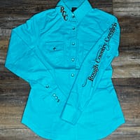 Ladies teal long sleeve western shirt - Image 7