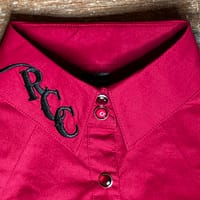 Ladies red long sleeve pearl snap western shirt - Image 6
