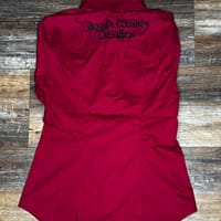 Ladies red long sleeve pearl snap western shirt - Image 8