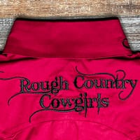 Ladies red long sleeve pearl snap western shirt - Image 5