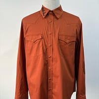 Men's burnt orange long sleeve western shirt