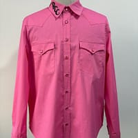 Men's pink long sleeve western shirt