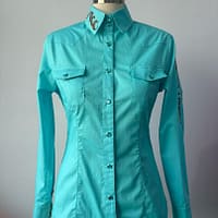 Ladies teal long sleeve western shirt